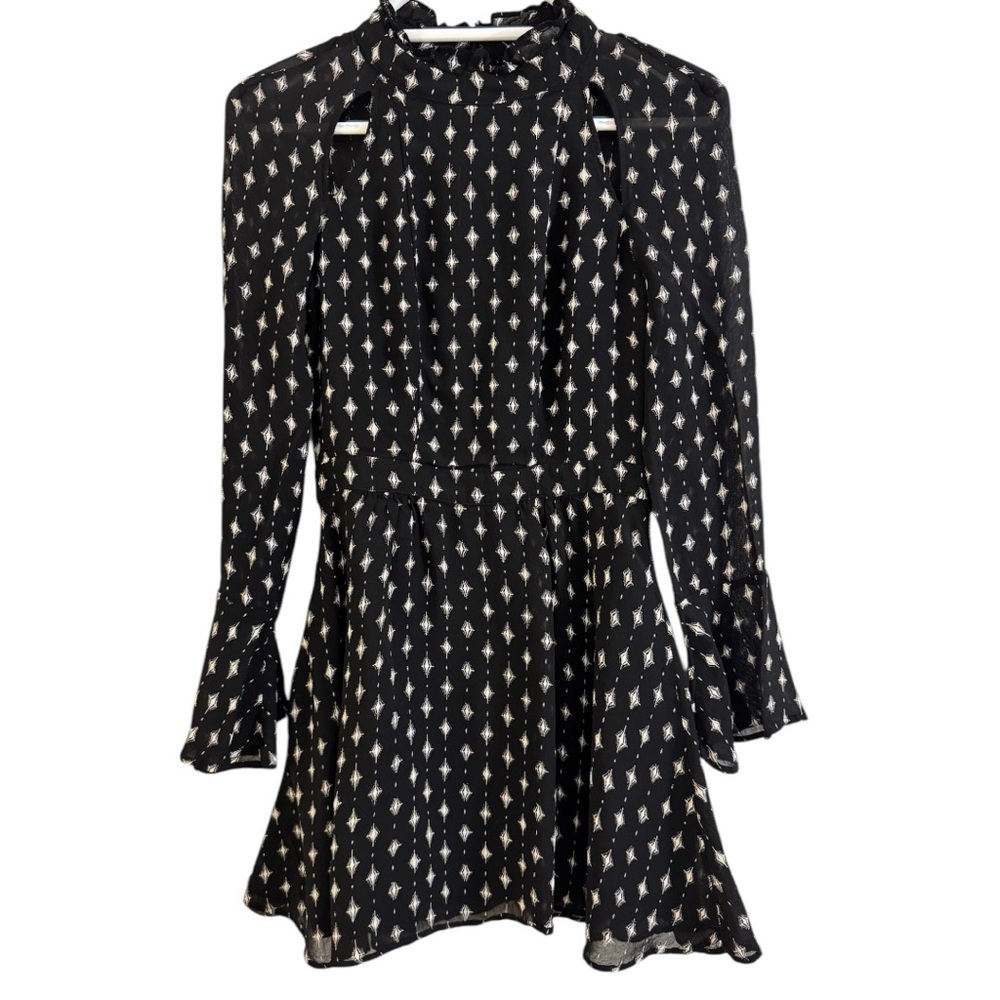 H&M Women’s Black Long Sleeve Dress with Star Design - Size 4!